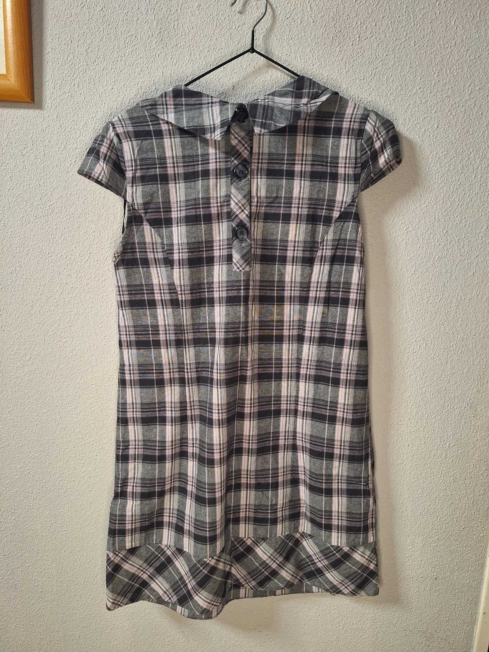 Y2K White Dress Size M 100% Cotton Plaid with Pockets – photo 6